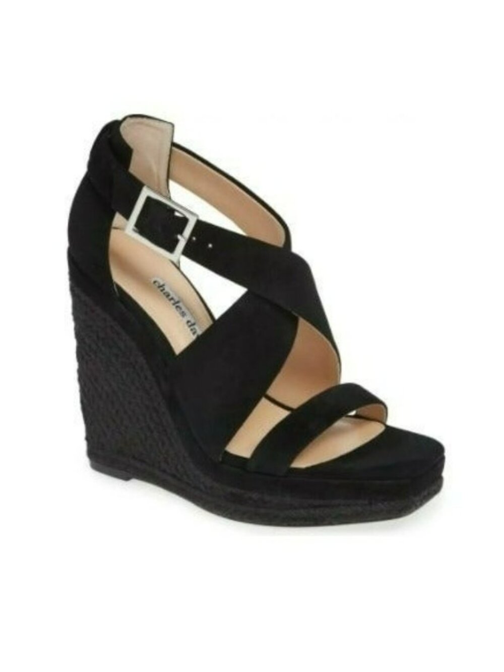 Charles David Esper Leather Suede Espadrille Wedge Sandal Size 11
